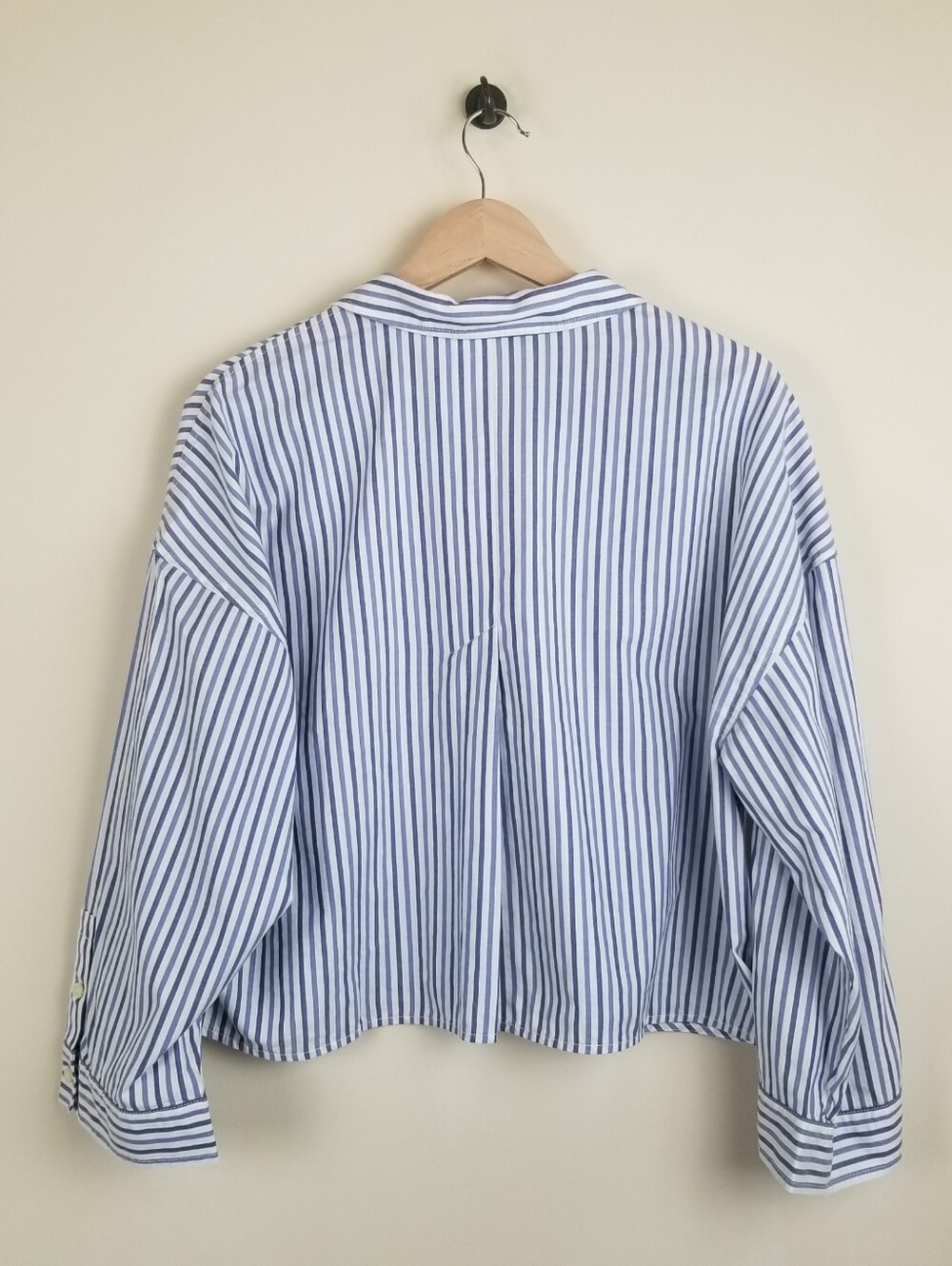 Everlane The Woven Striped Button Down Cropped Cotton PJ Top L NWT - Picture 6 of 8
